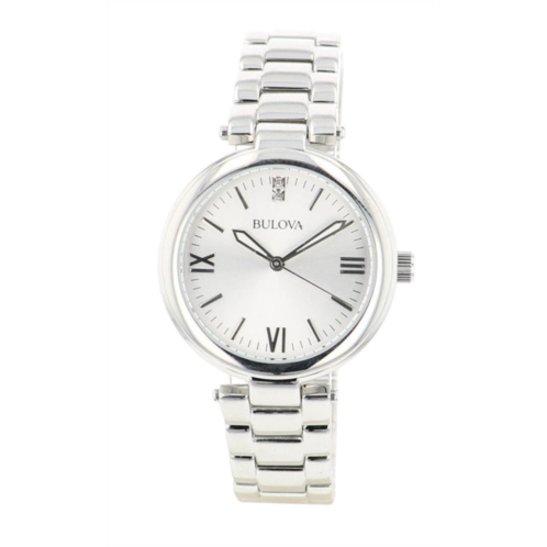 Bulova womens 35mm silver tone quartz watch 96p151