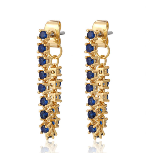 LUV AJ ballier chain studs in blue sapphire gold