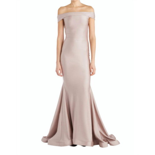 Issue New York classic off the shoulder evening gown in blush