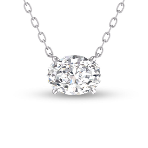SSELECTS lab grown 1/4 carat floating oval diamond solitaire pendant in 14k white gold
