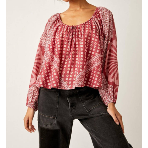 Free People elena printed top in clay combo