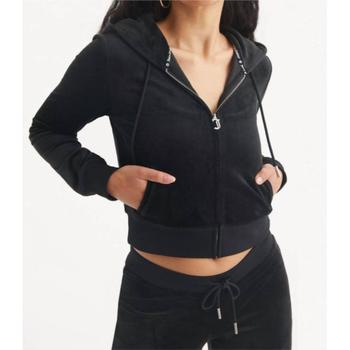 Juicy Couture big bling velour hoodie in liquorice