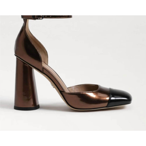 Sam Edelman cristine ankle strap block heel in bronze metallic