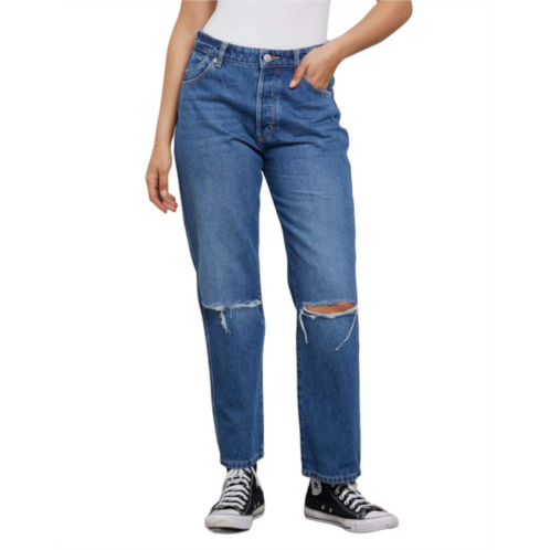 ROLLA womens classic straight ankle jeans in mid blue