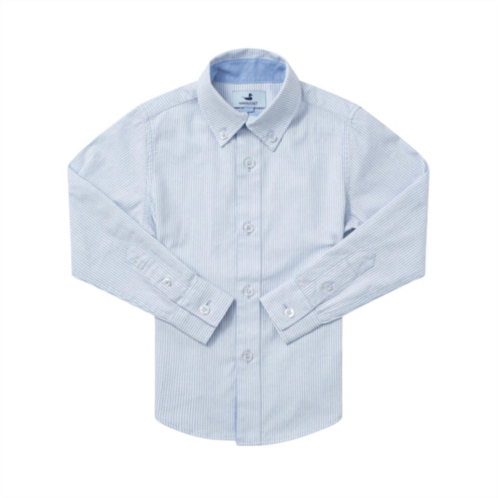 Nanducket boys jack button down shirt in light blue microstripe