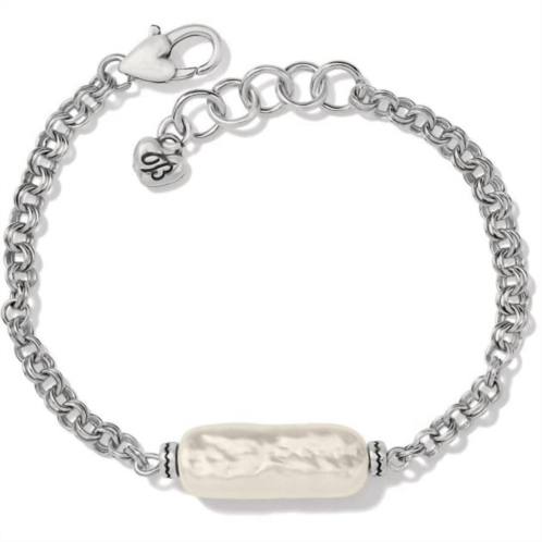 Brighton womens pebble pearl double link bracelet in silver