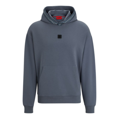 HUGO relaxed-fit stretch-cotton hoodie with chain-detail tape