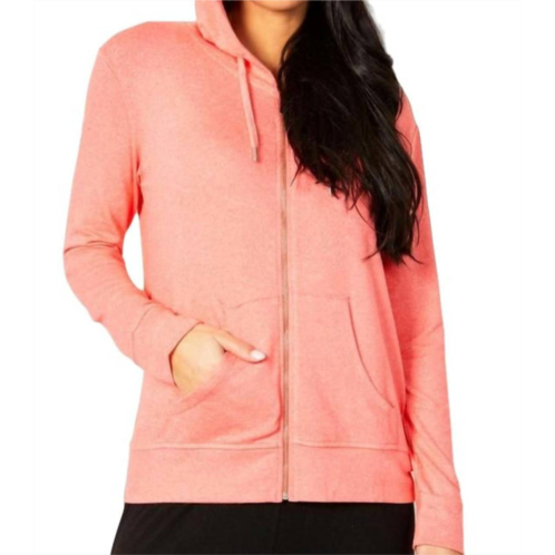 French kyss zip peace hoodie in coral