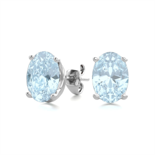 SSELECTS 1 1/2 carat oval shape aquamarine stud earrings in sterling silver