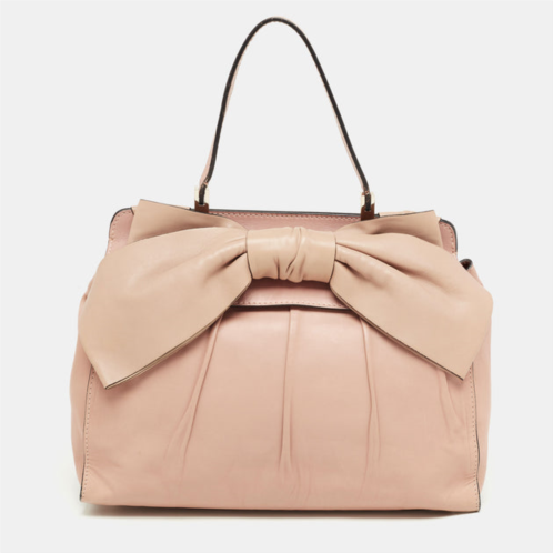 Valentino light /beige leather aphrodite bow top handle bag