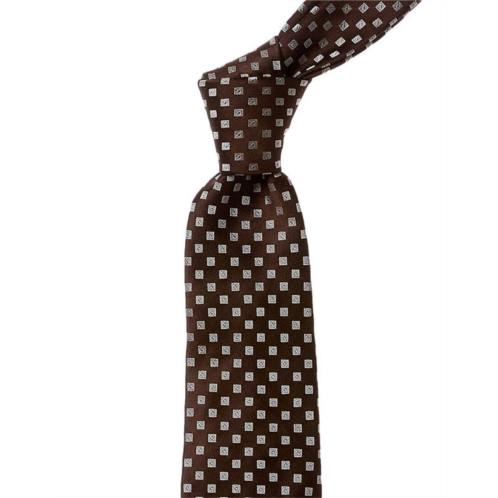 Canali brown squared silk tie