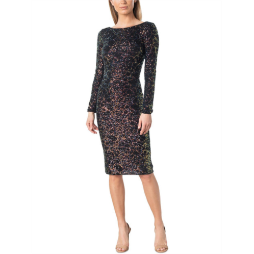 Dress The Population emery womens sequined midi cocktail and party dress