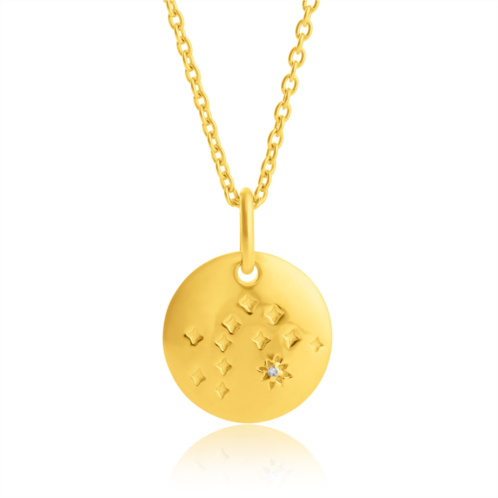MAX + STONE vermeil gemini zodiac pendant necklace with white sapphire accents