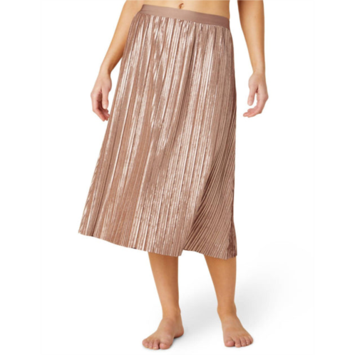 BEYOND YOGA uptown pleated skirt in champagne