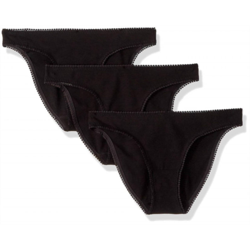 On Gossamer womens cabana cotton bikini panty - 3 pack in black