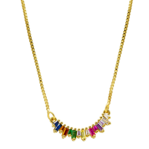 Adornia 14k gold plated crystal rainbow curved bar necklace