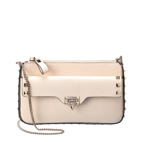 Valentino rockstud grainy leather wallet on chain