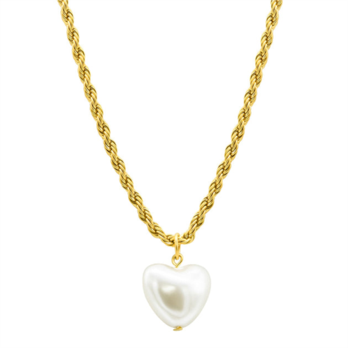 Adornia tarnish resistant 14k gold plated rope chain heart necklace