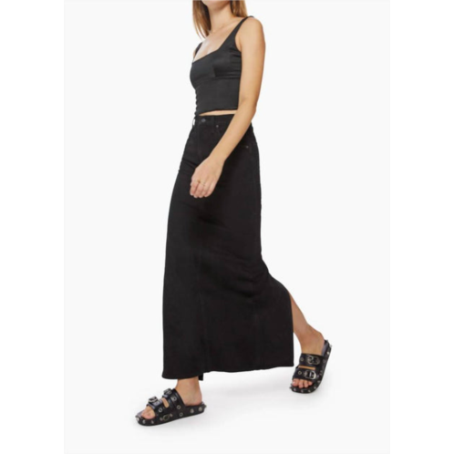 Mother candy stick denim maxi skirt in licorice