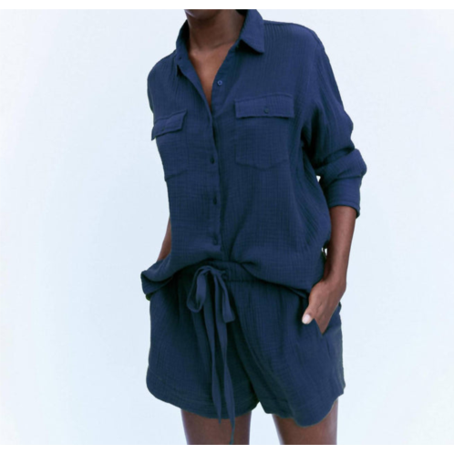 THE GREAT. the gauze rancho top in nautical navy