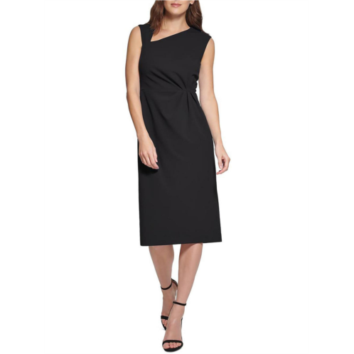 DKNY womens ruched calf midi dress