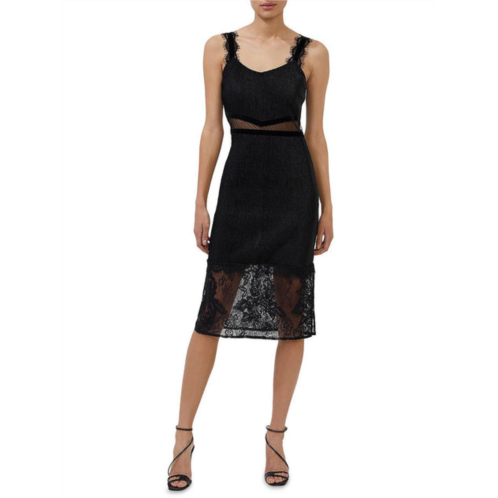 French Connection womens lace inset midi cocktail and party dress