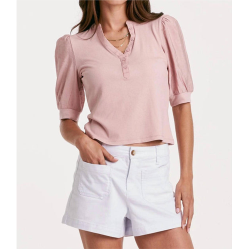 Another Love tanner puff sleeve top in pink
