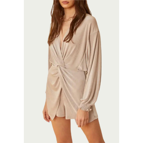 By Together twisted lurex open-back romper in espresso