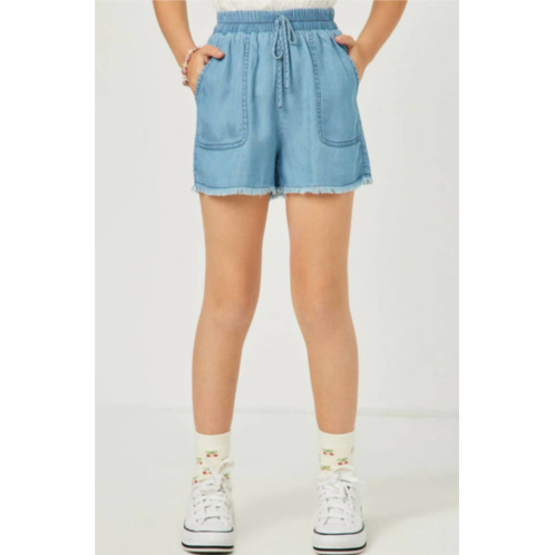 Hayden LA girls patch pocket shorts in light denim