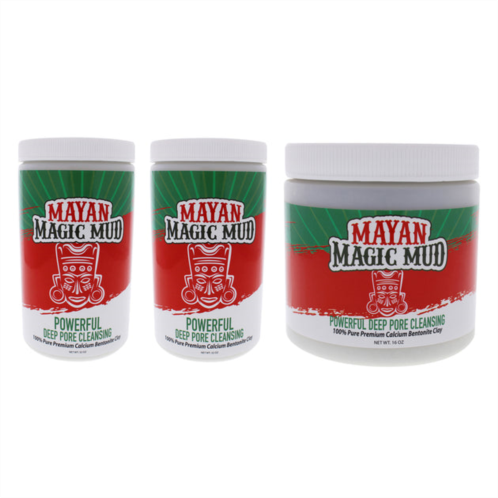 Mayan Magic Mud powerful deep pore cleansing clay kit by for unisex - 3 pc kit 2 x 32oz cleanser, 16oz cleanser