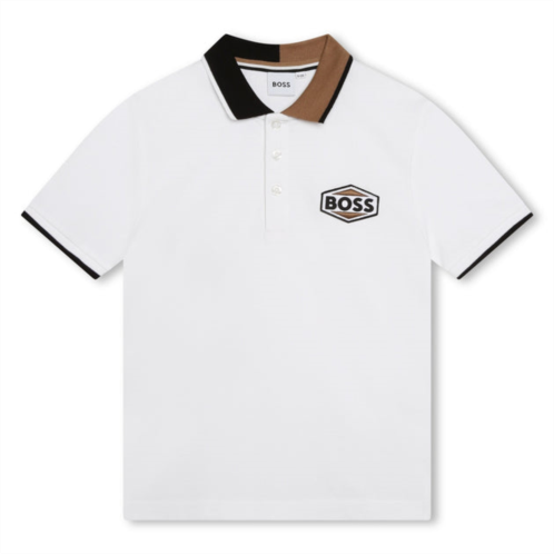 BOSS white cotton polo shirt