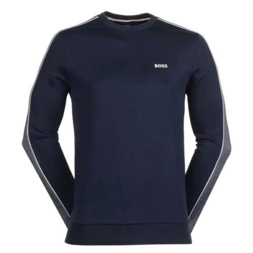 Hugo Boss mens embroidered logo cotton blend sweatshirt, captain navy
