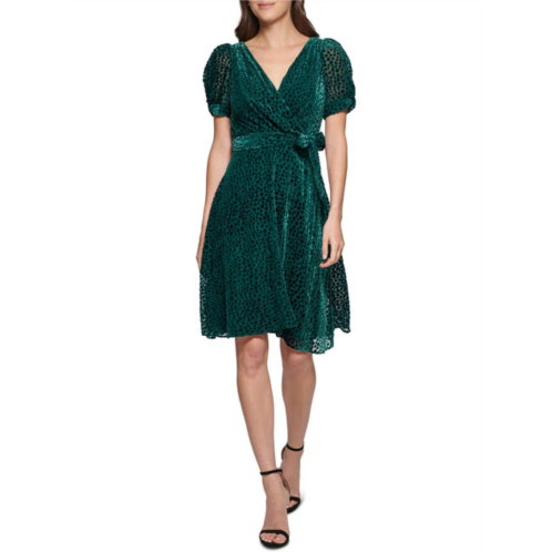 DKNY womens velvet dot knee fit & flare dress