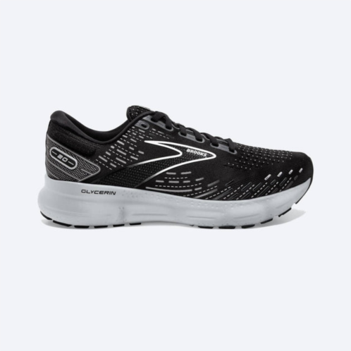 BROOKS mens glycerin 20 running shoes in black/white/alloy