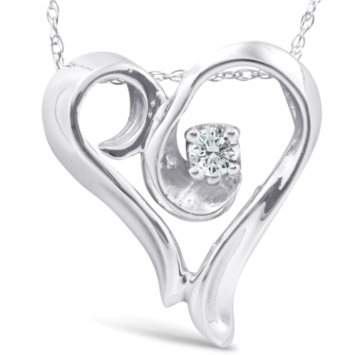 Pompeii3 1/10ct solitaire diamond heart pendant necklace in white, yellow, or rose gold