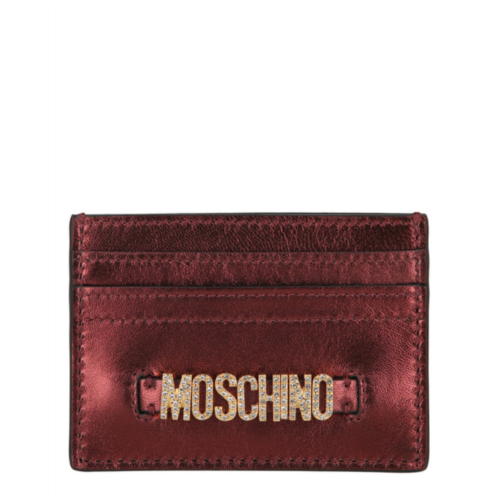 Moschino logo belt crystal-embellished card holder