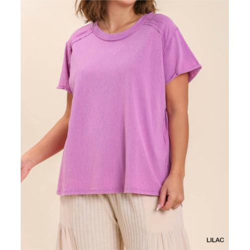 Umgee round neck short sleeve t-shirt in lilac