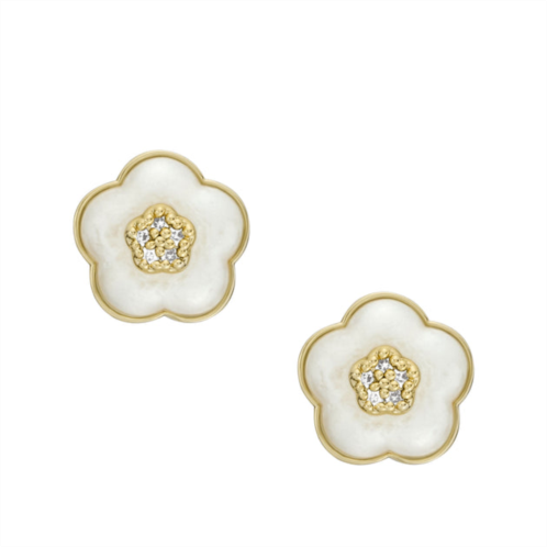 Fossil womens mothers day pearl white resin stud earrings