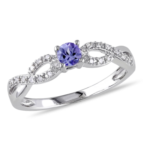 Mimi & Max 1/6ct tgw tanzanite and 1/10ct tw diamond infinity ring in sterling silver