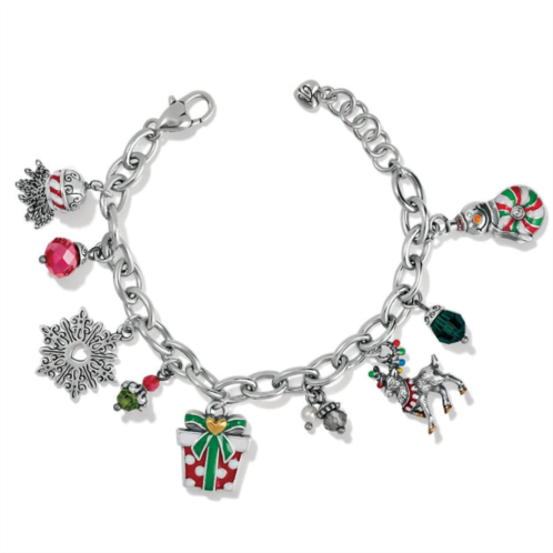 Brighton womens very merry christmas charm bracelet in silver-multi