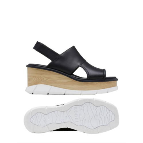 SOREL joanie slingback wedge sandals in black/white