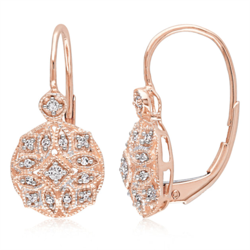 Mimi & Max 1/8ct tw diamond vintage leverback earrings 14k rose gold