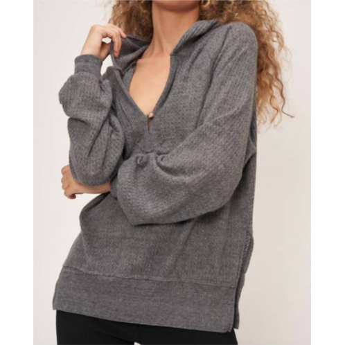PROJECT SOCIAL T noelle brushed thermal hoodie in charcoal
