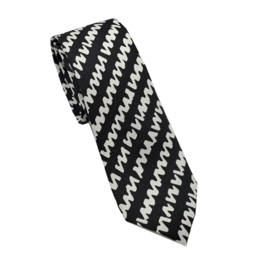 Burberry mens stanfield geometric skinny necktie in black/white