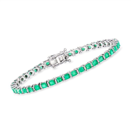 Ross-Simons emerald and . diamond tennis bracelet in sterling silver