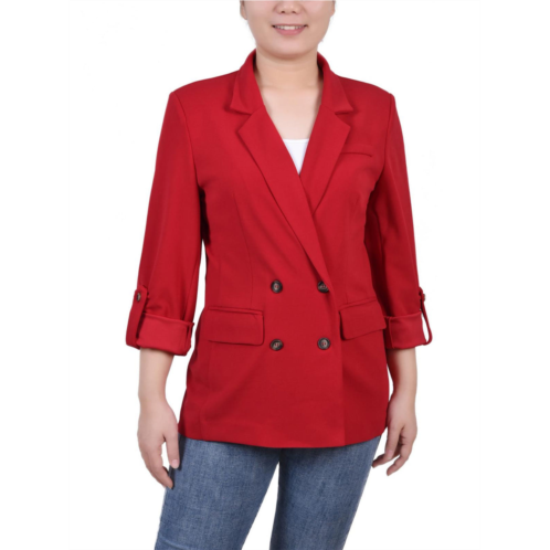 NY Collection petites womens knit long sleeves two-button blazer
