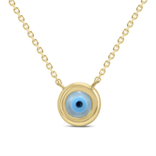 SSELECTS 14k yellow gold round evil eye necklace with mother of pearl and spring ring clasps