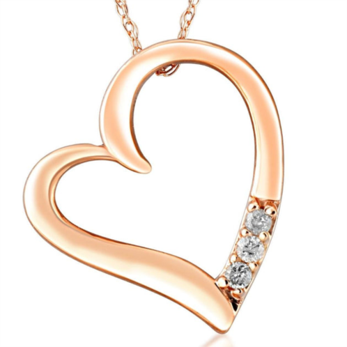 Pompeii3 diamond heart pendant necklace 18 3-stone 10k rose gold
