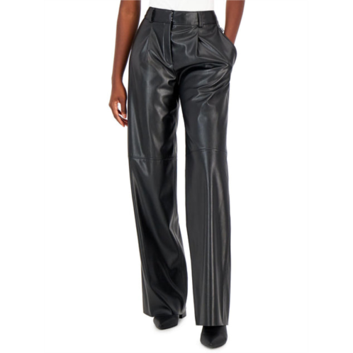 Hugo womens high-rise faux leather trouser pants