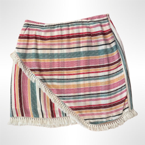 For All Seasons girl stripe skirt with tassel trim in multi